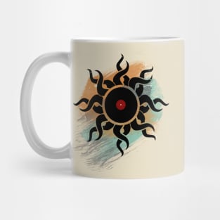 Tribal Vinyl Record with Paint Brushes Retro Mug